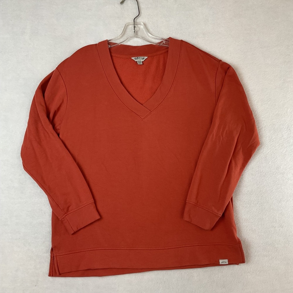 Orvis Classic Collection Womens V-Neck Sweatshirt Burnt Orange Size M